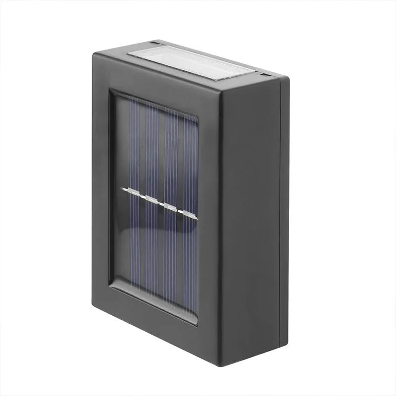 Solar garden wall light with LED illumination for outdoor decorative lighting