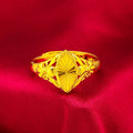Gold electroplated brass flower ring with open geometric design and textured alluvial pattern