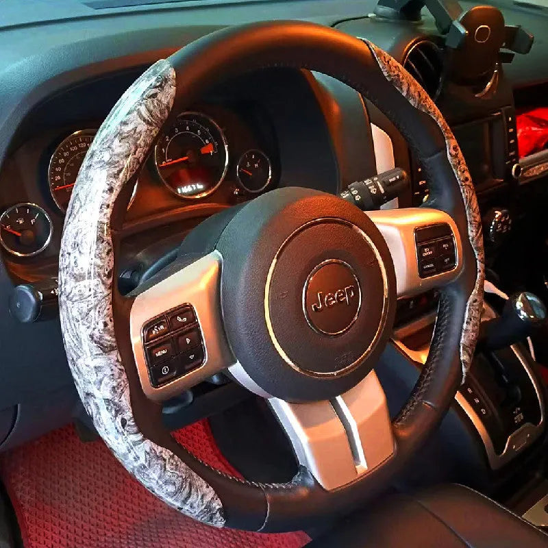 Synthetic leather steering wheel sleeve in sports style for 38cm diameter wheels