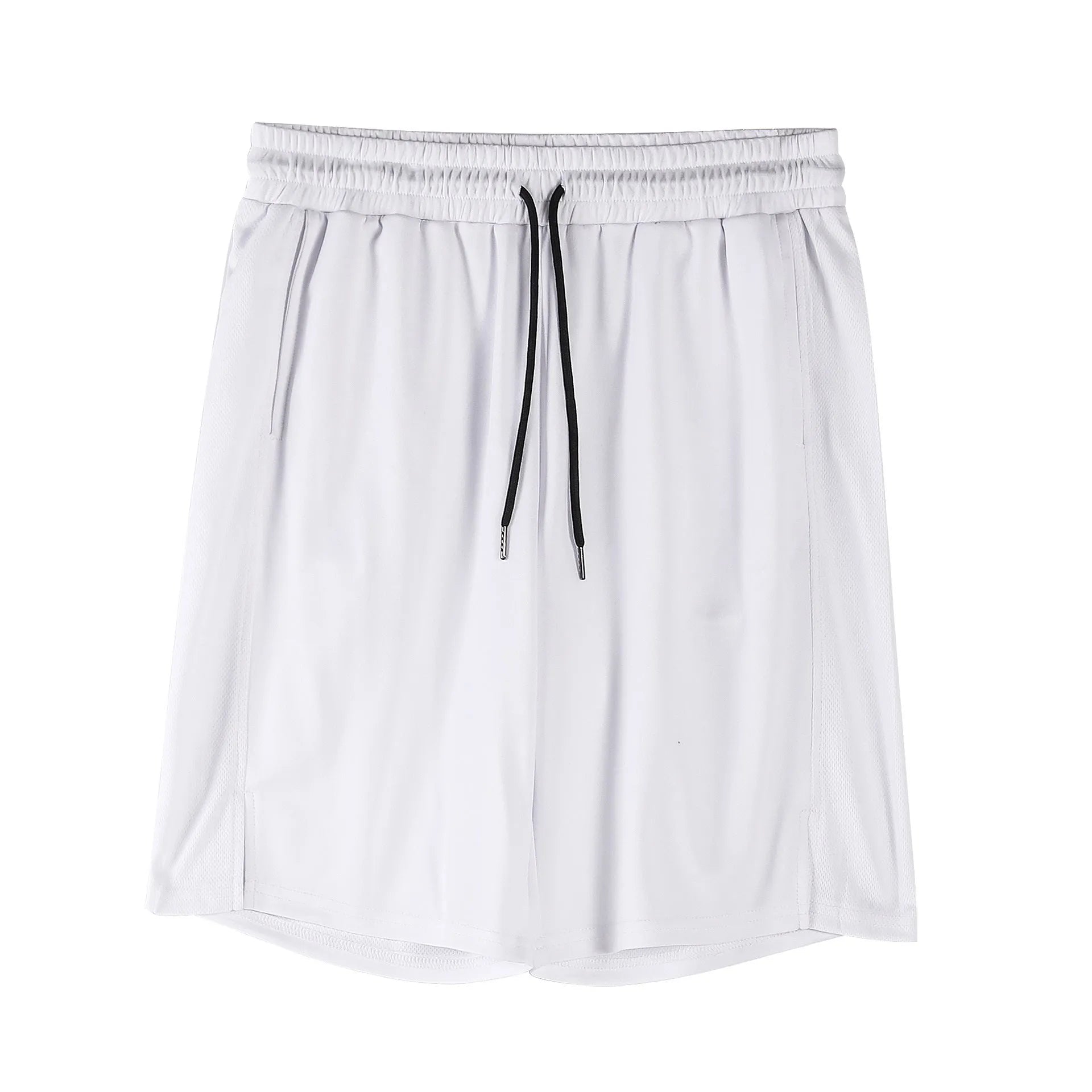 Men's black quick-drying mesh shorts with elastic waistband and loose fit for summer sports