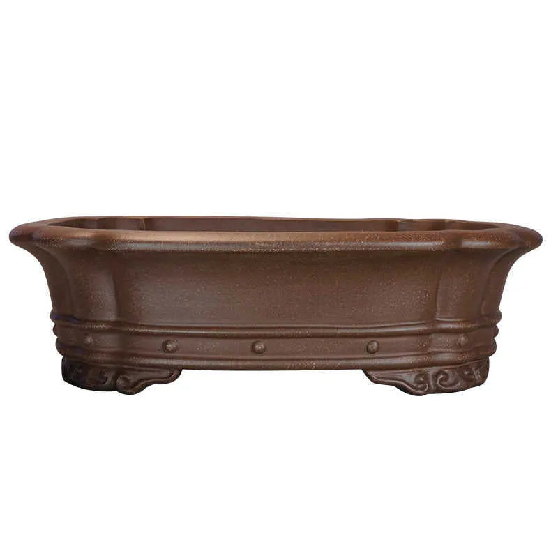Purple sand handmade rectangular begonia flower pot for desktop plant display