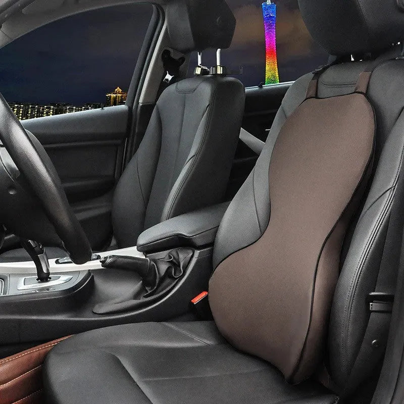 Memory cotton car waist back support cushion in solid colour on vehicle seat