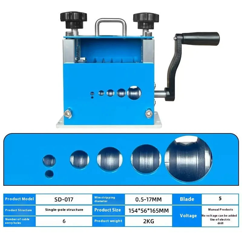 SD-017 manual wire stripping machine with plastic housing for 0.5-17mm cables