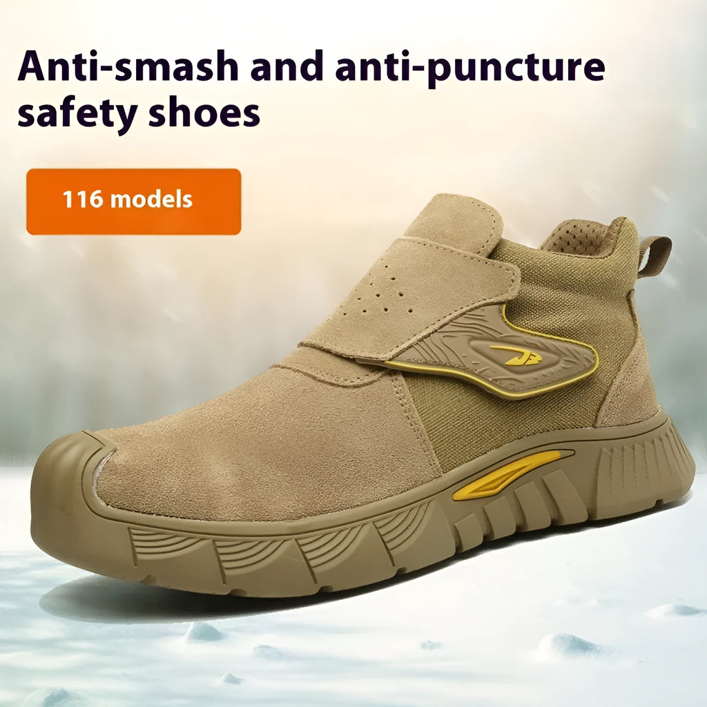 Lightweight leather labour protection shoes with rubber sole in multiple colour options