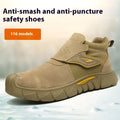 Lightweight leather labour protection shoes with rubber sole in multiple colour options