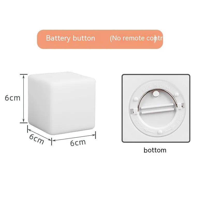 Square seven-colour night light with remote control in European style design