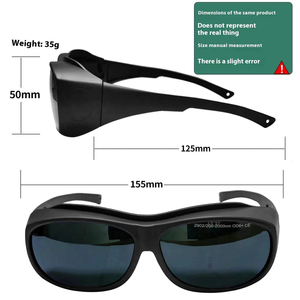 Laser protection goggles with PC polycarbonate lenses for 200-2000nm wavelength coverage