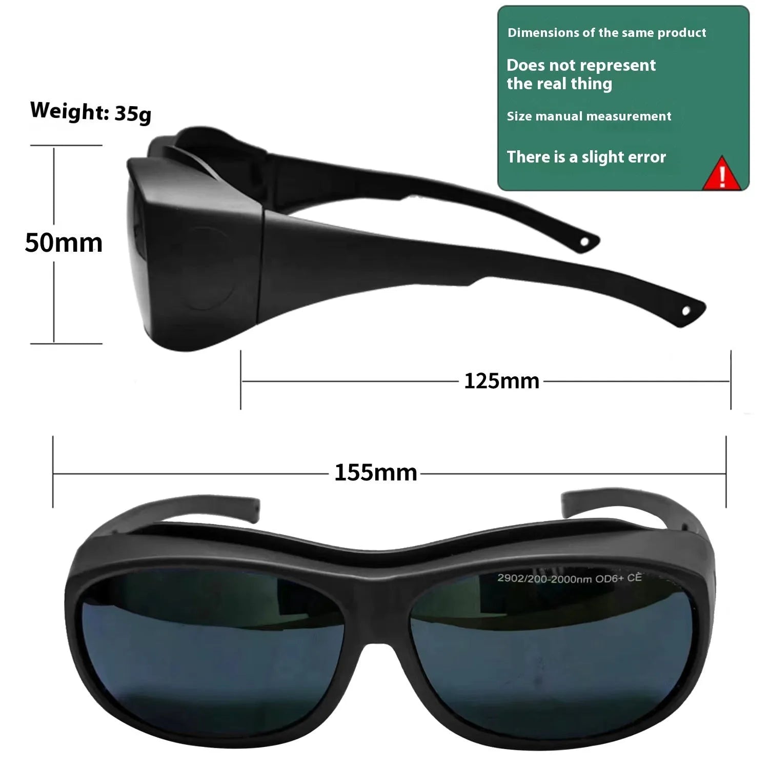 Laser protection goggles with PC polycarbonate lenses for 200-2000nm wavelength coverage