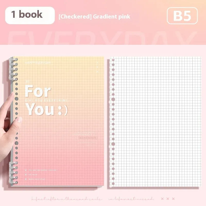 Gradient colour removable coil notebook with PP cover in blue, pink, green and purple options