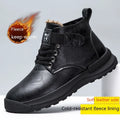 Black and brown high-top Martin platform boots with velvet artificial PU upper and rubber sole