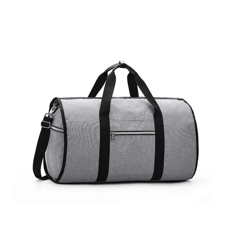 Medium cylinder travel bag in black with Oxford cloth water-resistant material and zipper opening
