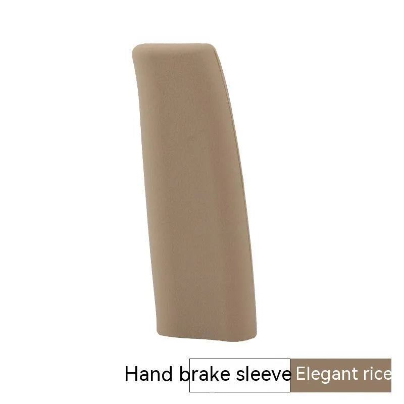 Silicone handbrake sleeve for car in black, grey, beige, red, and blue colours.
