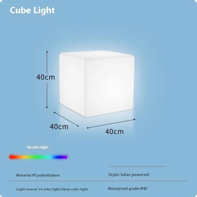 Square LED cube stool light outdoor garden waterproof with modern simple design