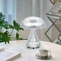 White acrylic USB rechargeable touch control table lamp with three colour settings.