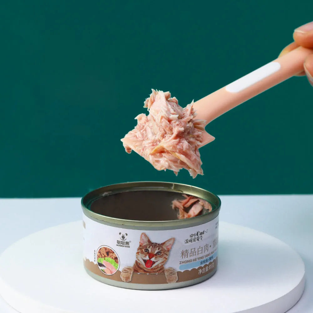 TPR pet canned food spoon with long handle in green, pink, or purple colour options