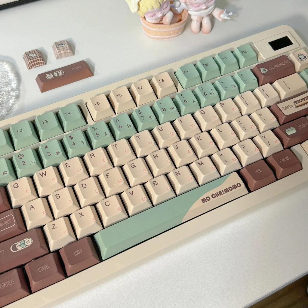 Craft Key CAP mechanical keyboard keycap set with matcha theme design and cross satellite shaft