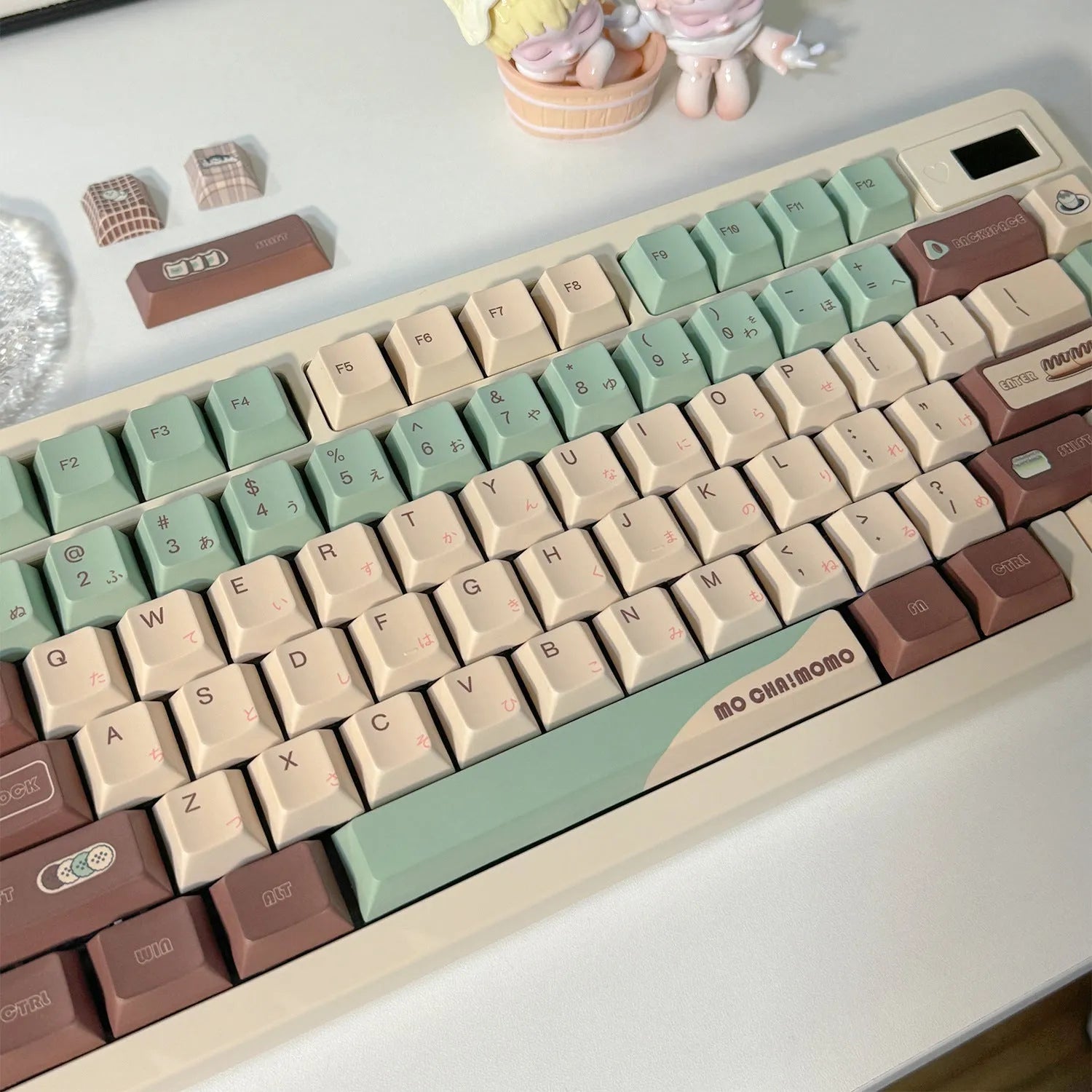 Craft Key CAP mechanical keyboard keycap set with matcha theme design and cross satellite shaft