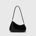 Women's oval shaped underarm bag in PU leather with single shoulder strap and internal zipper compartment