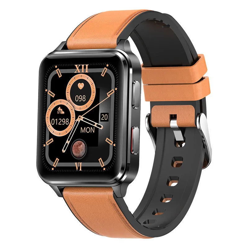 Multi-sport smartwatch with 1.70-inch tempered glass screen and silicone wristband showing fitness tracking interface