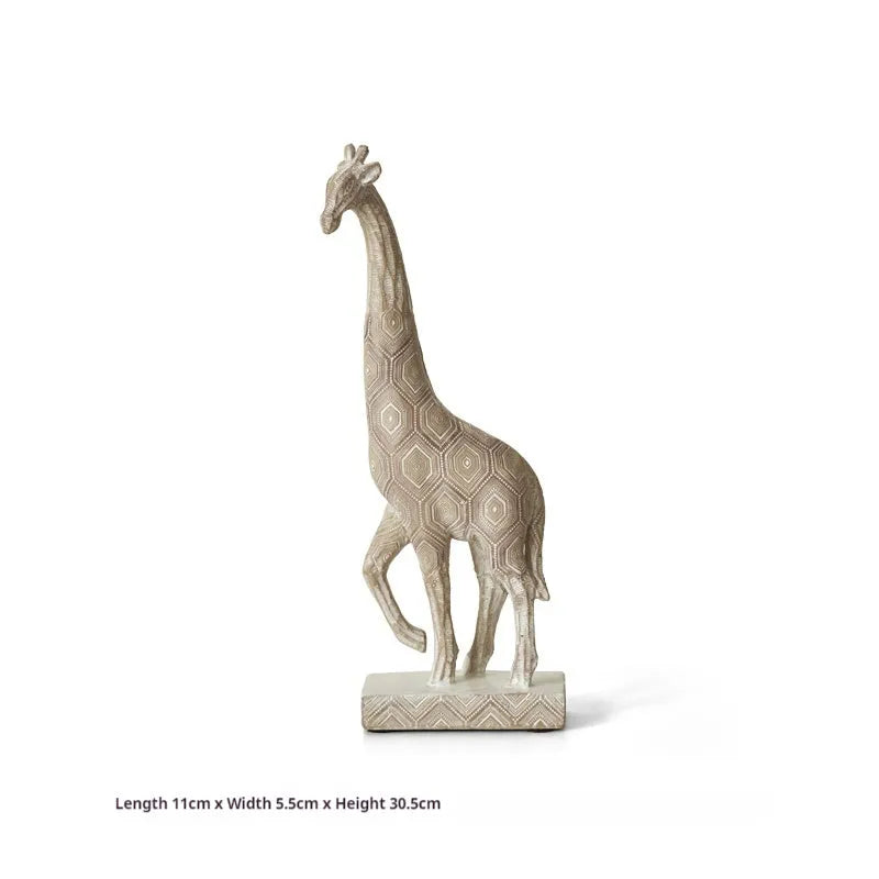 Wood colour giraffe sculpture decoration made from synthetic resin measuring 30.5cm tall