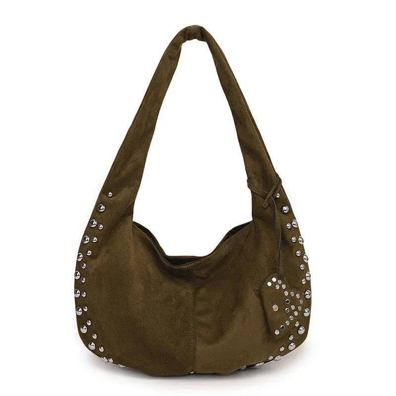 Soft plush underarm tote handbag in European American retro style available in five colours