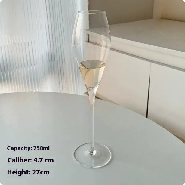 French champagne glass with goblet shape in crystal design variations