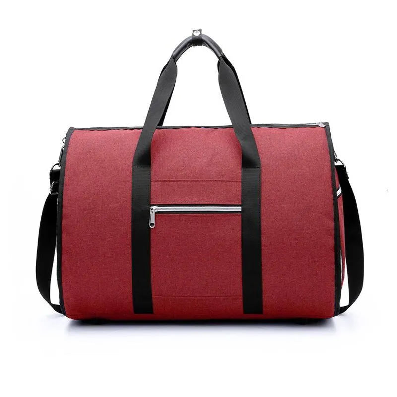 Medium cylinder travel bag in black with Oxford cloth water-resistant material and zipper opening