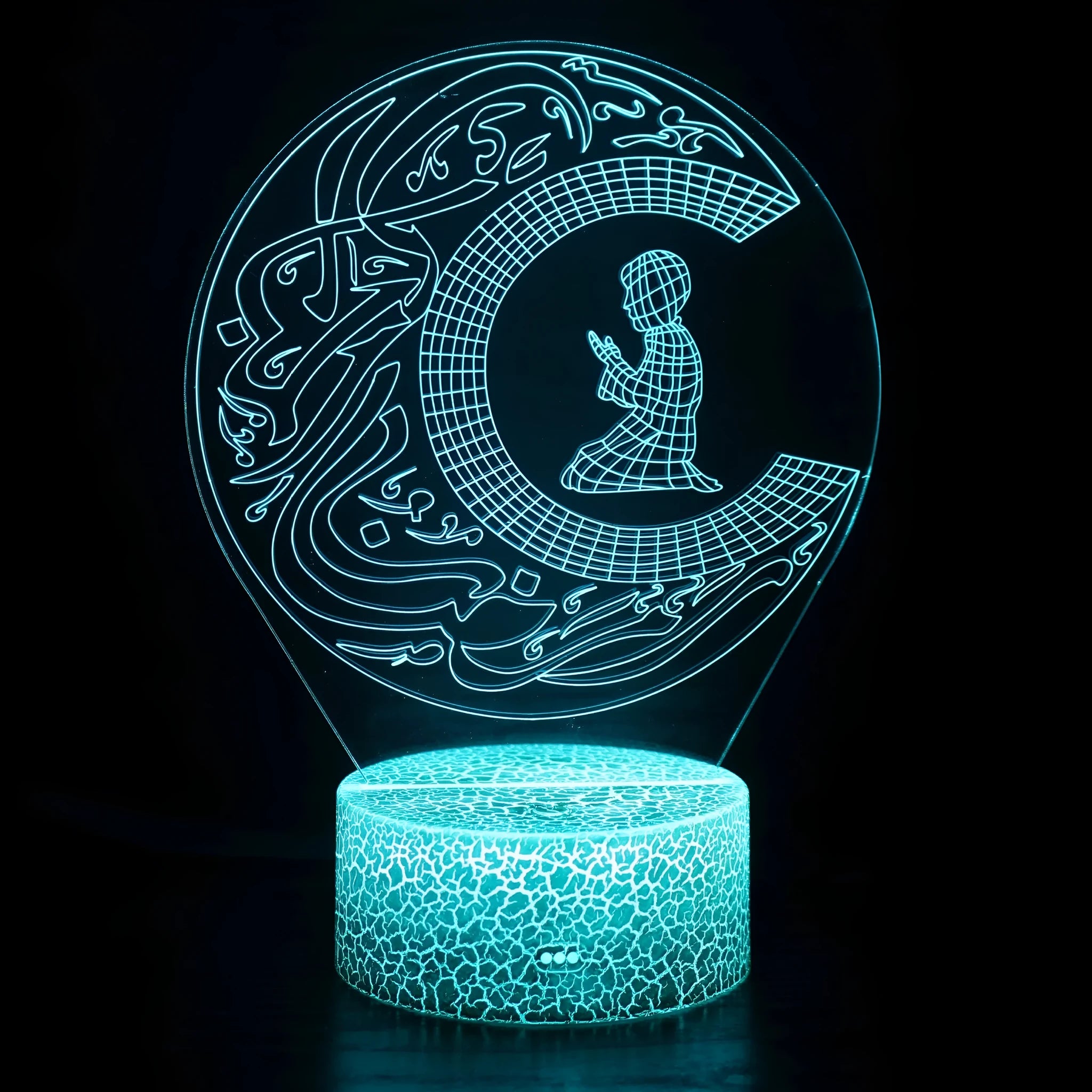 3D cartoon style LED night lamp with USB power cable and touch control base on bedside table