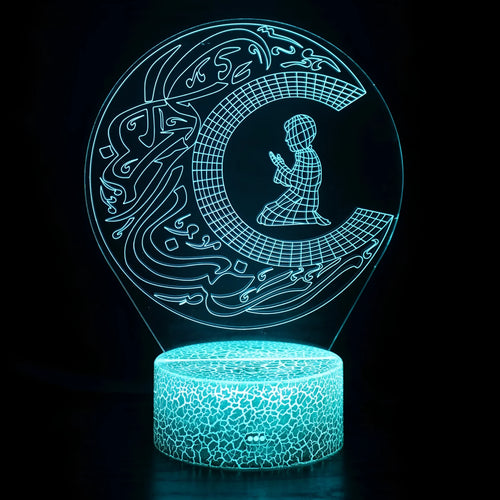 3D cartoon style LED night lamp with USB power cable and touch control base on bedside table