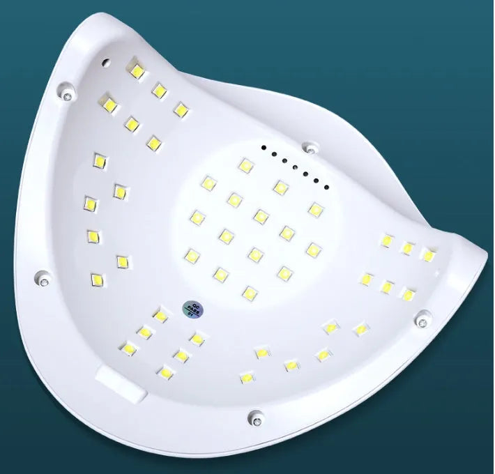 White nail polish dryer lamp with UV and LED dual light source for gel manicures