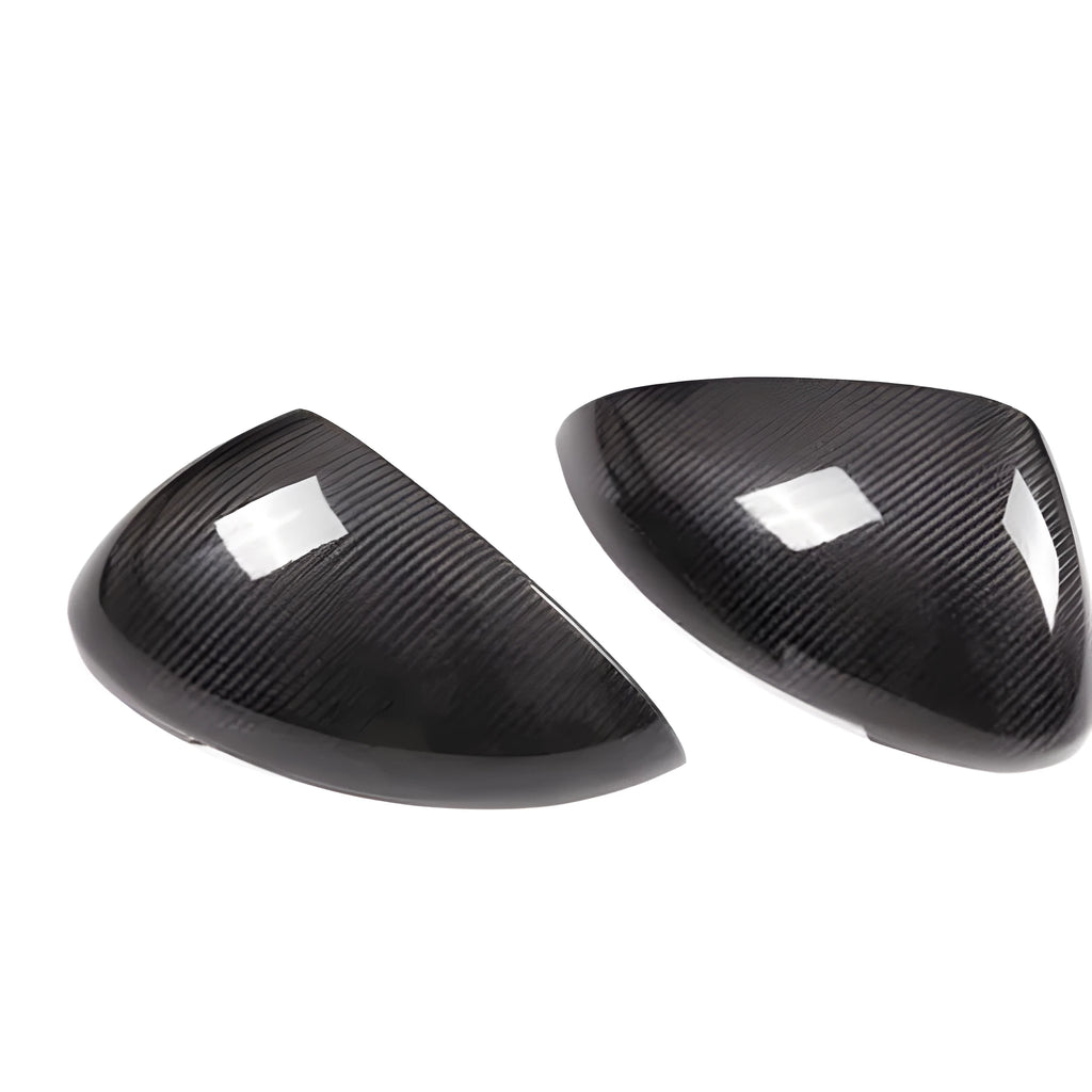 True carbon fibre rearview mirror covers for Porsche Macan with gloss black finish