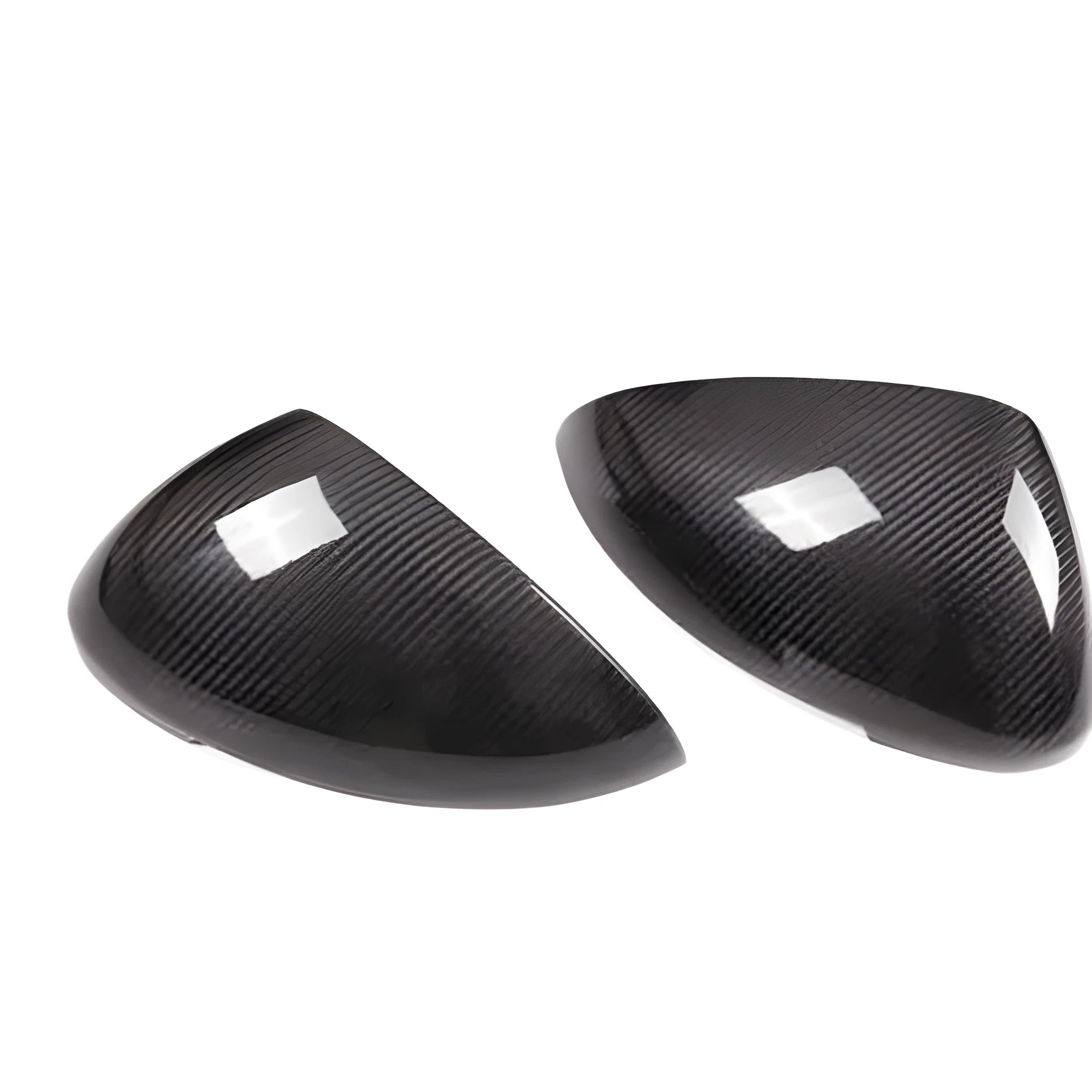 True carbon fibre rearview mirror covers for Porsche Macan with gloss black finish