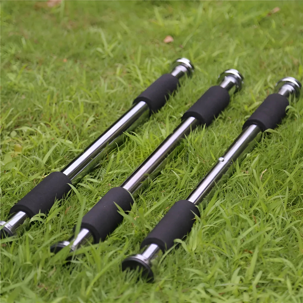 Adjustable steel horizontal pull-up bar showing single parallel bars design