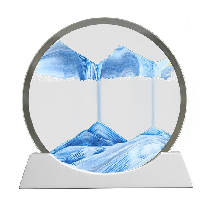 12-inch quicksand painting night lamp with abstract rotary sand design on desktop