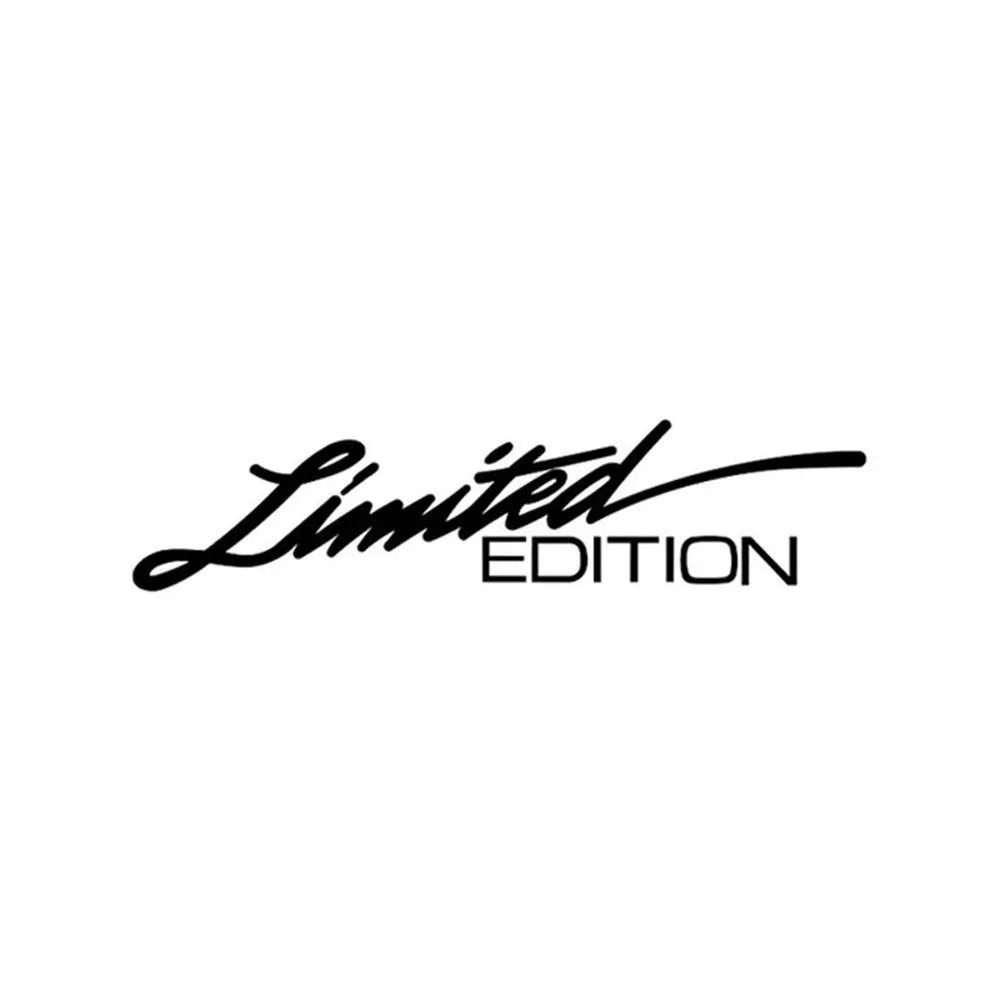 Reflective plastic bumper sticker in black, white, and colourful options showing 16cm length.