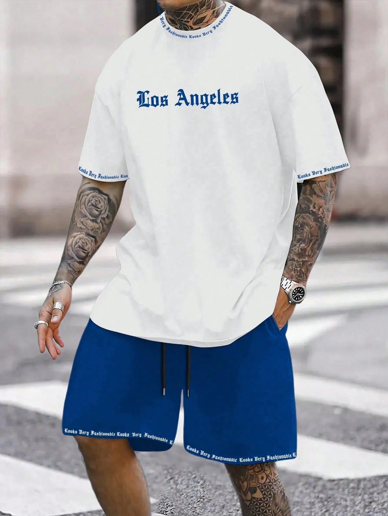 Lightweight quick-dry short-sleeved top and matching shorts sports set on a neutral background.