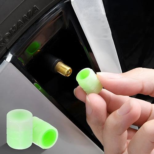 Car luminous valve caps with glow-in-the-dark rubber construction for tyre valve stems