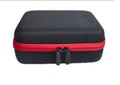 Red EVA cube essential oil storage bag with 30 compartments for 15ml bottles, shown wall-mounted.