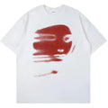 White loose cotton summer T-shirt with round neck and short sleeves on hanger