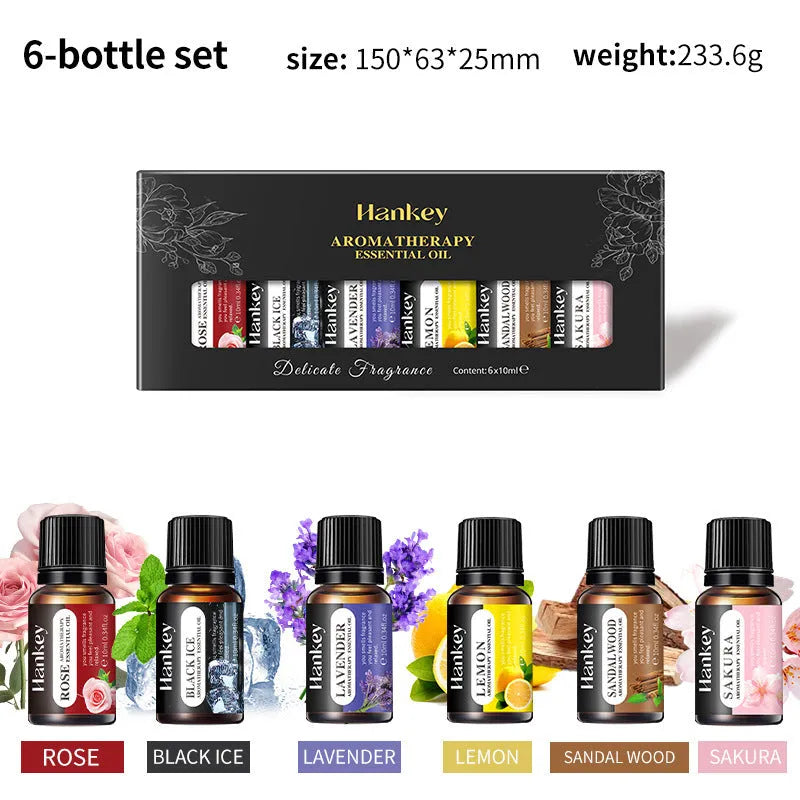 Boxed set of water-soluble aromatherapy essential oil bottles for fresh air function