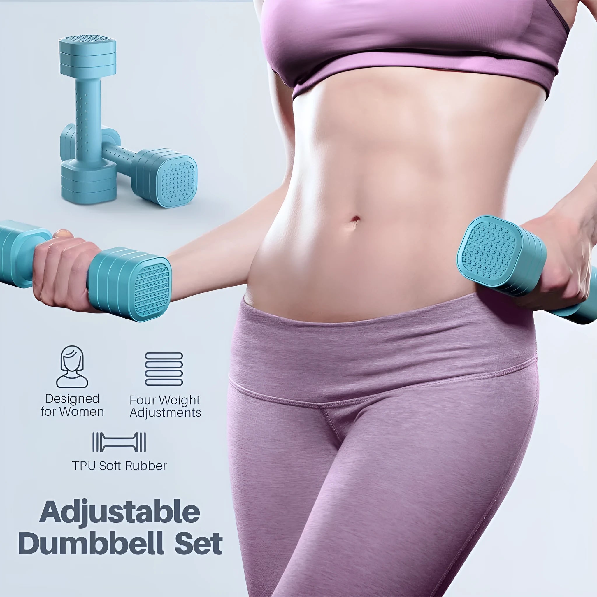 Detachable pink dumbbell set with slim fit design for women's fitness and body shaping exercises