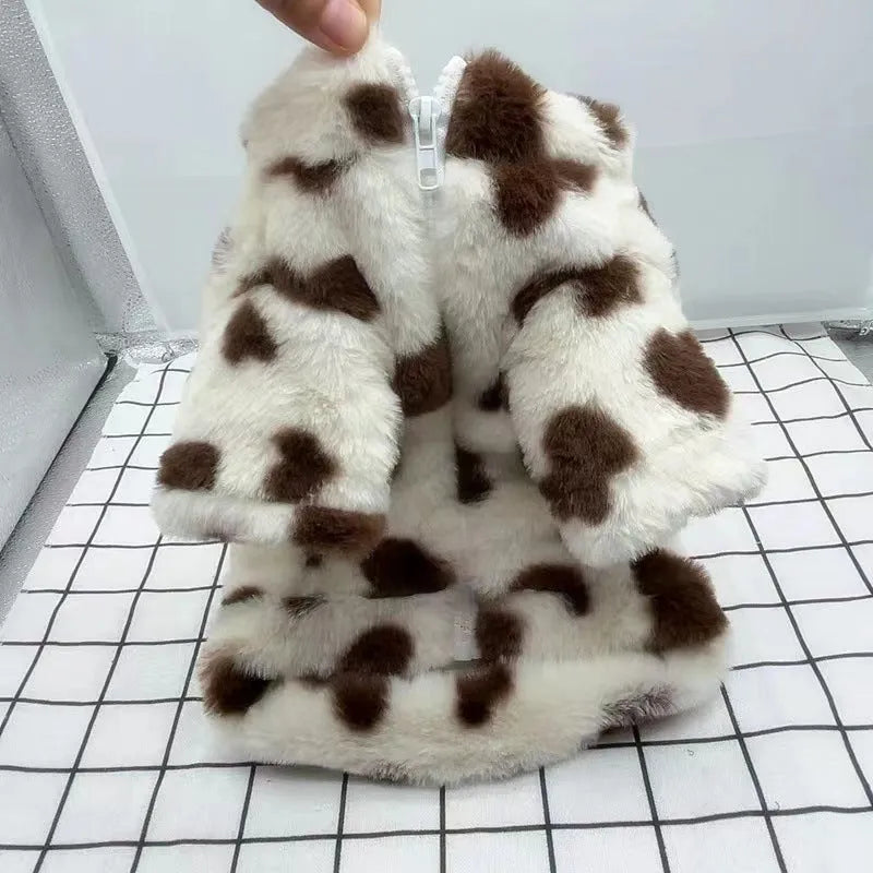 Polyester warm coat for small breed dogs in British style with brown or pink colour options