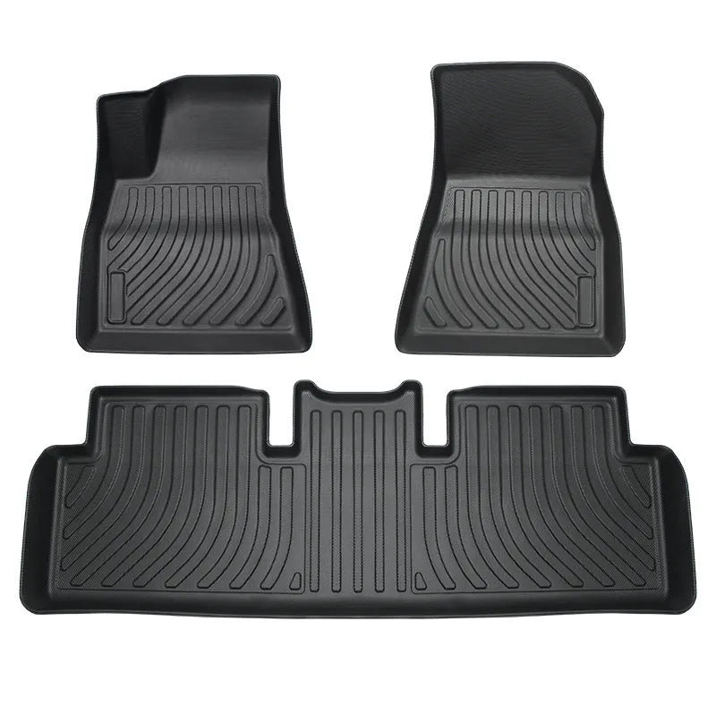 Tesla rubber floor mats with TPE footrest for Model 3, Y, S, and X vehicles