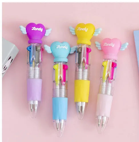 Cartoon themed four-colour press ballpoint pen with a silicone grip in a cactus design.