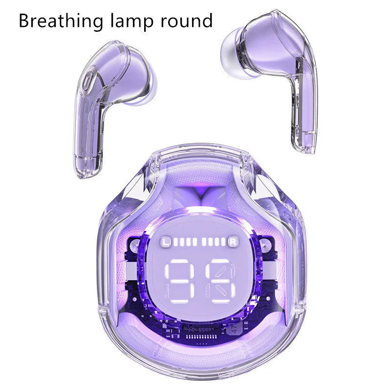 Transparent warehouse wireless Bluetooth in-ear headset shown in multiple colours.