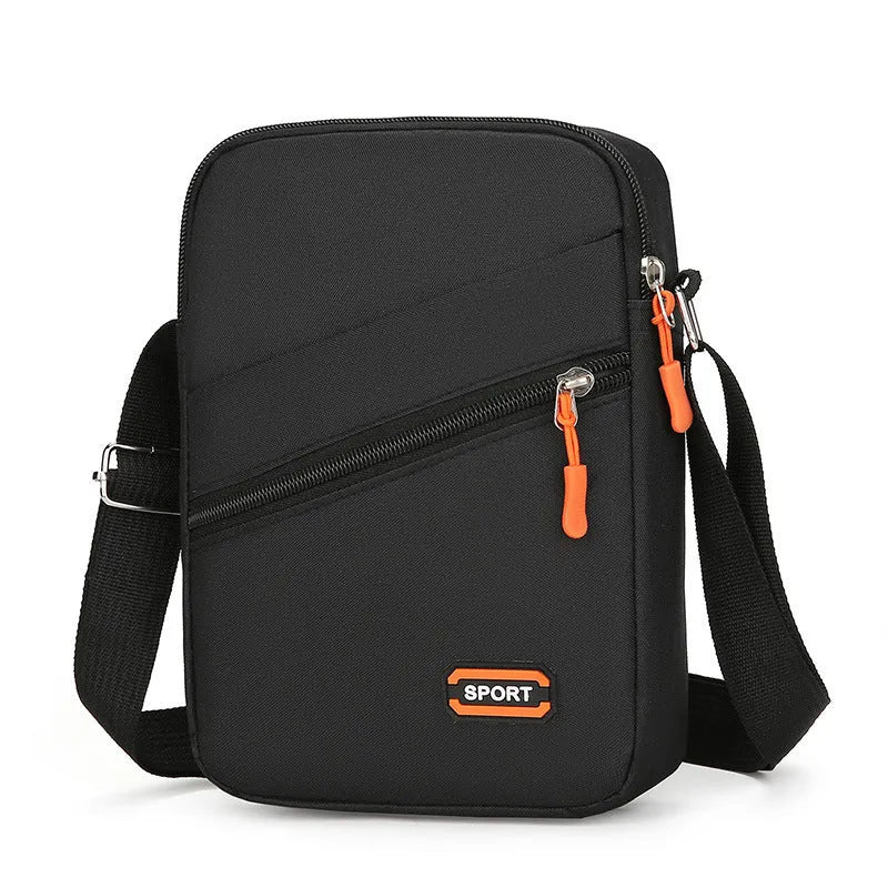 Ultra-light Oxford cloth crossbody commuter bag in silver grey with contrast colour detail.
