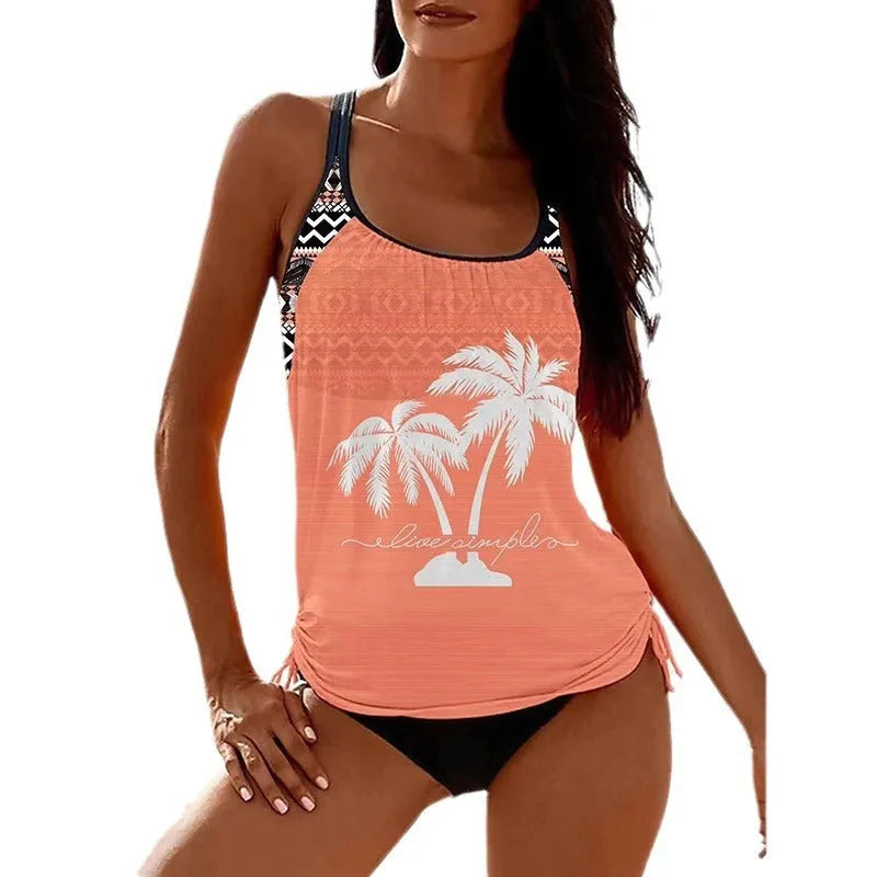 Women's loose tangini bikini briefs in polyester fabric available in multiple colours including army green and navy blue