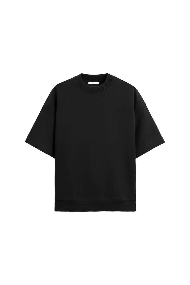 Loose fit short sleeve shirt and matching shorts set in polyester double-sided cloth texture