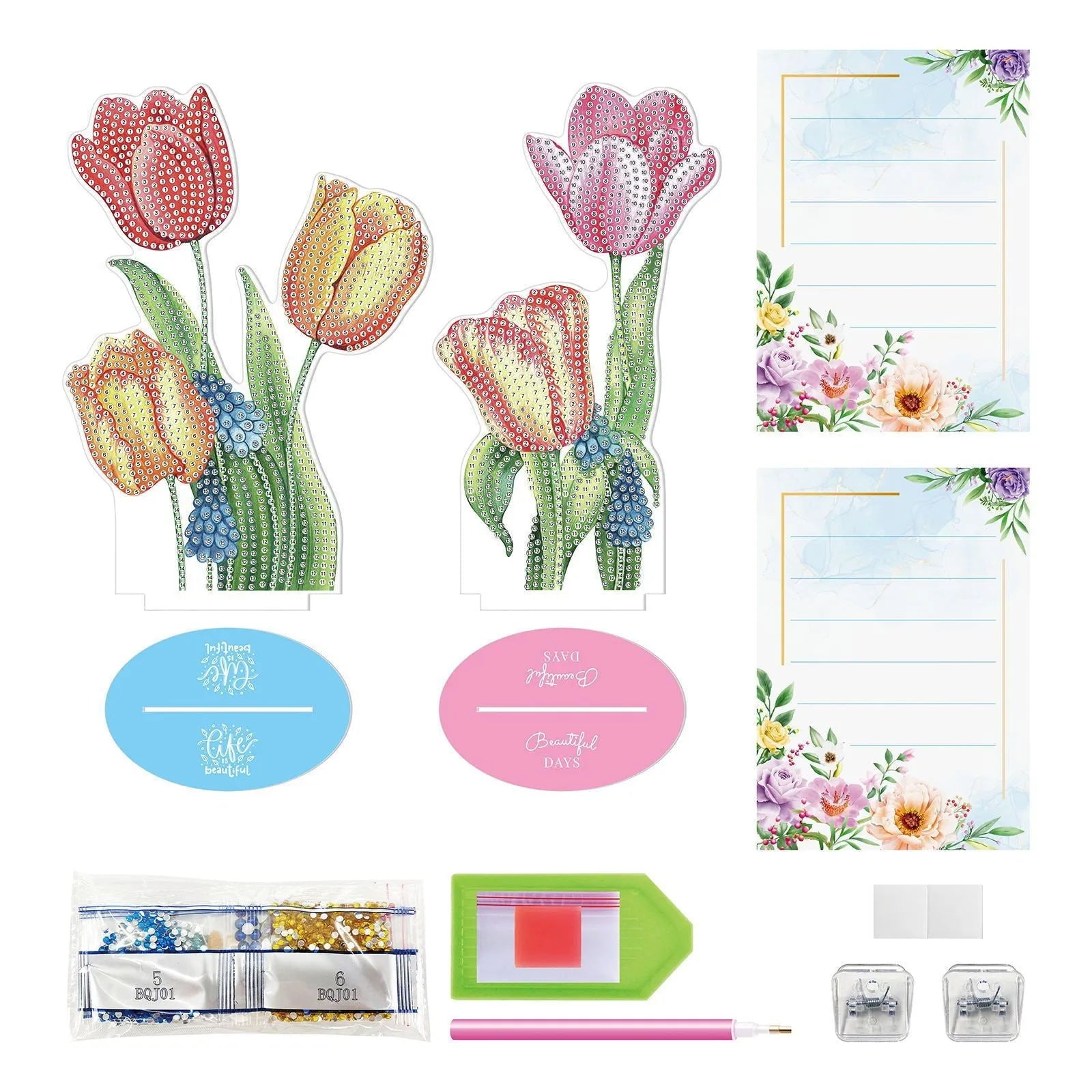 Handmade diamond painting desktop decoration with note clip, American style frameless design