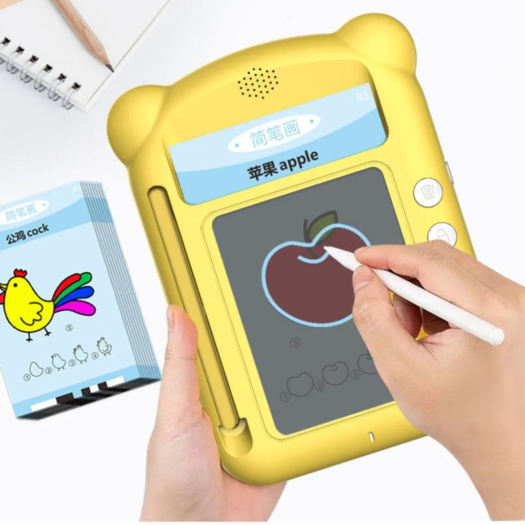 Yellow ABS plastic early learning machine with bilingual card system for children's language development